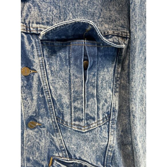 Palmettos Womens Acid Washed Blue Trucker Denim Button Front Long Sleeve Sz M - Picture 5 of 7